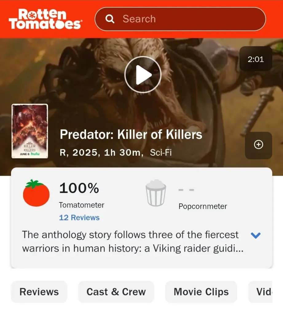 Predador no Rotten Tomatoes